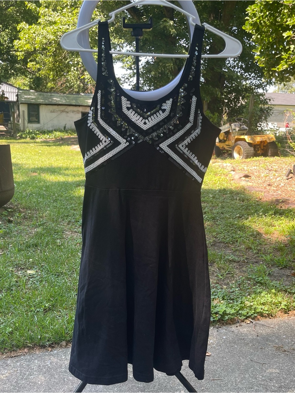 Express Black Fit & Flare Sequin Tank Dress - Women Size XS